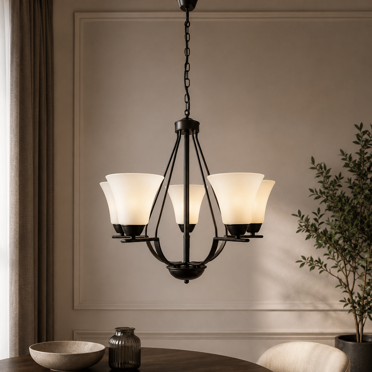 Lustra Midnight Negru+Alb 5xE27 40W