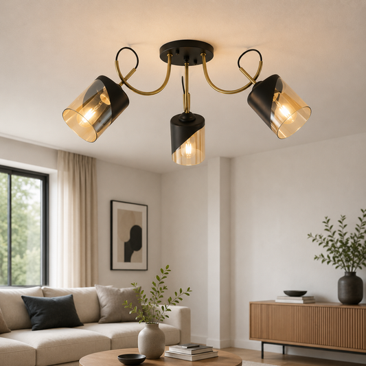 Lustra Smoky 3XE27 IP20, negru+auriu, Erste