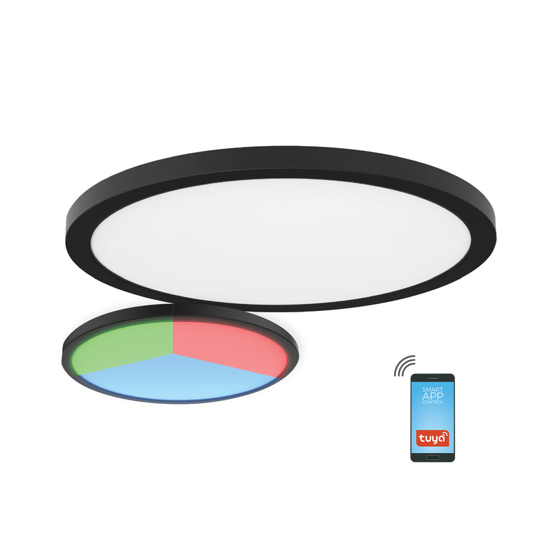 Plafonieră LED Smart Nebula 18W Klausen neagră, design rotund modern
