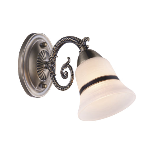 Aplică perete Niky AP1 LY-3329 metal bronz antic sticlă albă, design clasic Country, 1xE27, Klausen
