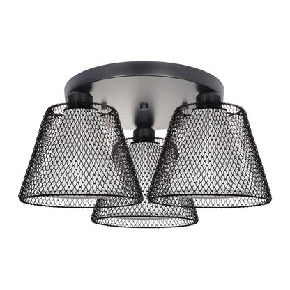 Plafoniera rotunda Klausen NOVOS PL3 R KL100105 negru metal textil 3xE27 design modern iluminat interior
