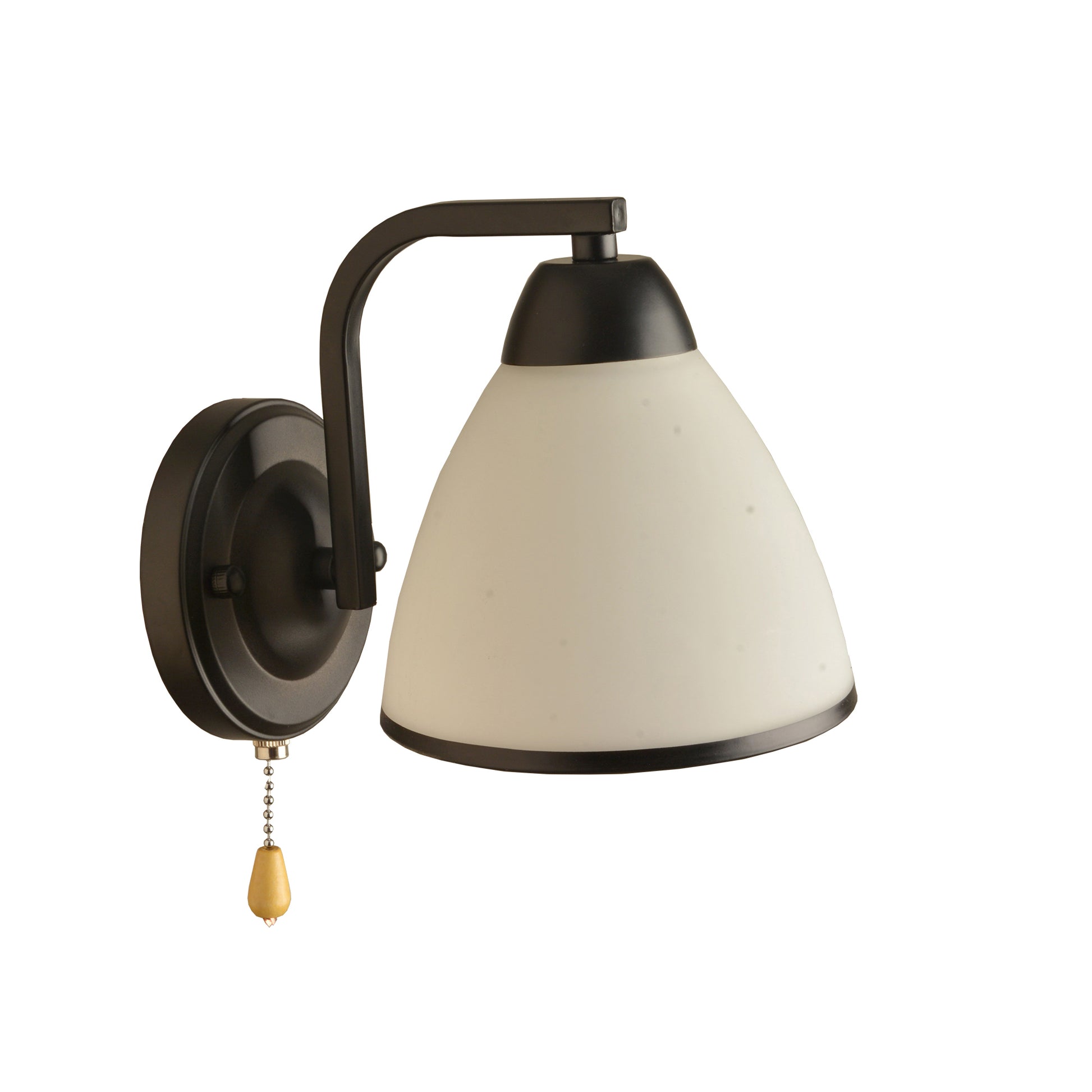 Aplica perete Proton AP1 Klausen KL101046 metal negru sticla alb mat 1xE27 design clasic iluminat interior
