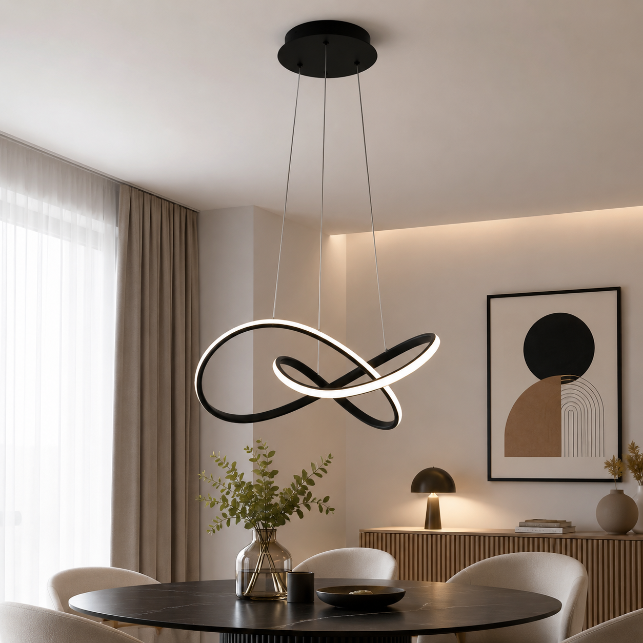 Pendul Libra LED 55W 3CCT 3410lm negru - ERSTE