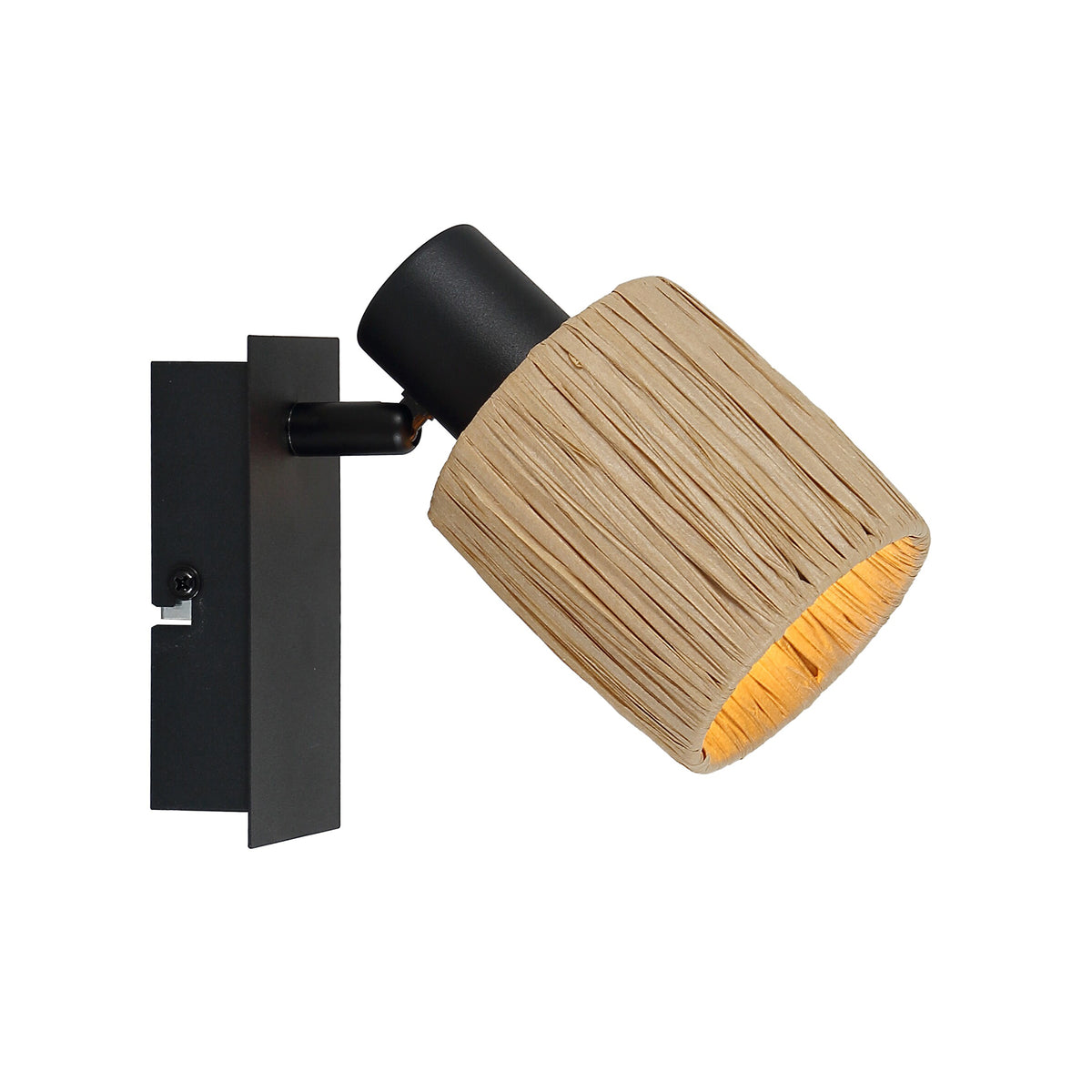 Aplica perete Raffy AP1 Klausen KL161025 metal negru abajur hartie natur 1xE14 design modern iluminat interior
