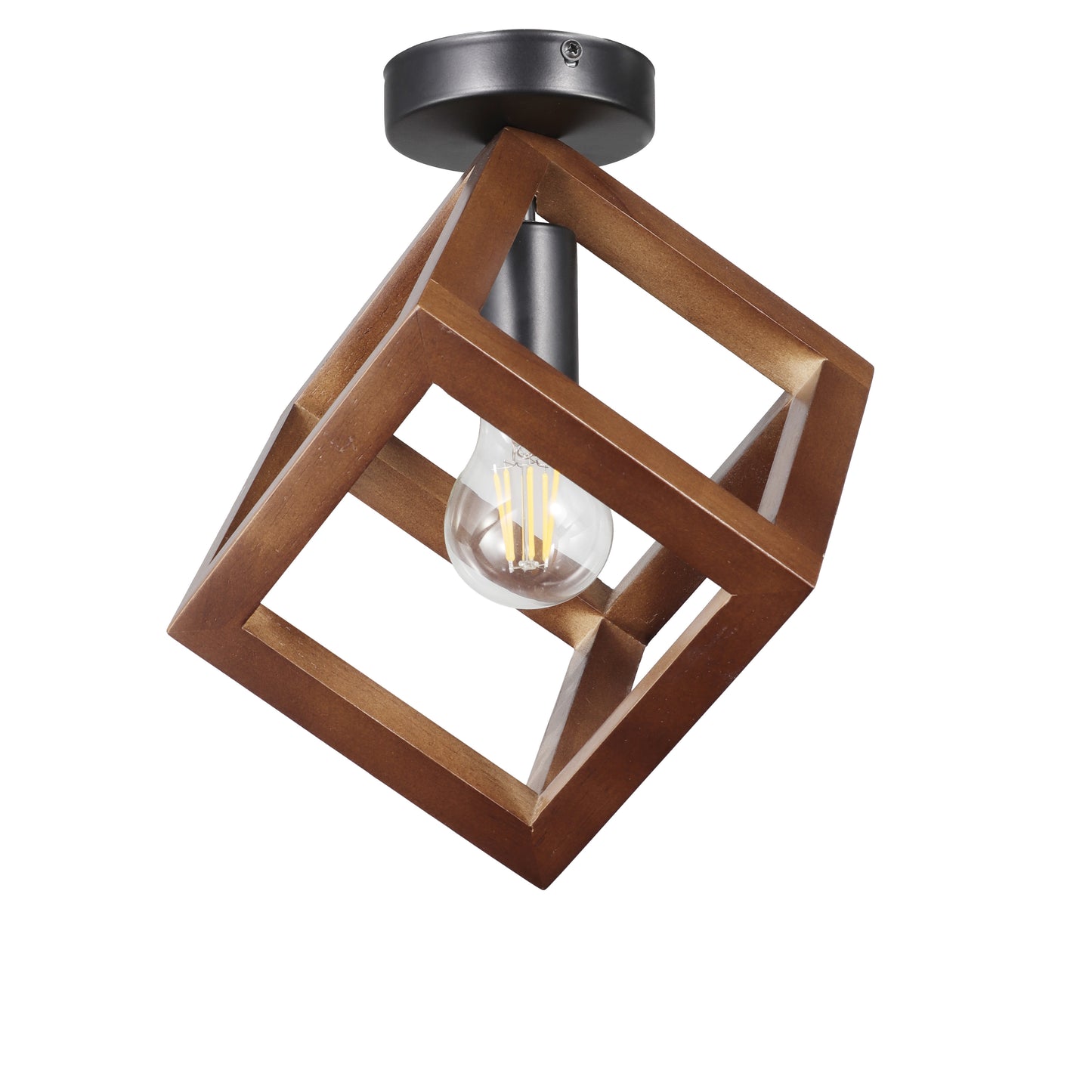 Plafoniera Klausen RHOMBUS PL1 KL101051 lemn nuc metal 1xE27 design modern iluminat interior
