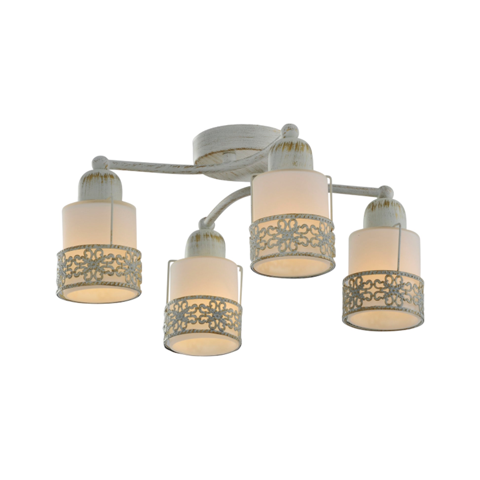 Lustra Klausen ROMANTIK PL4 KL9141 metal auriu sticla alba 4xE14 design clasic iluminat interior
