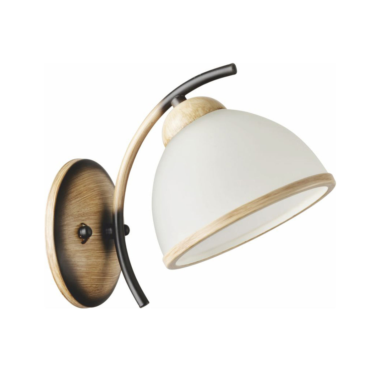 Aplică perete RUSTY AP1 Klausen alb natur, corp metal și sticlă, iluminat interior clasic E27
