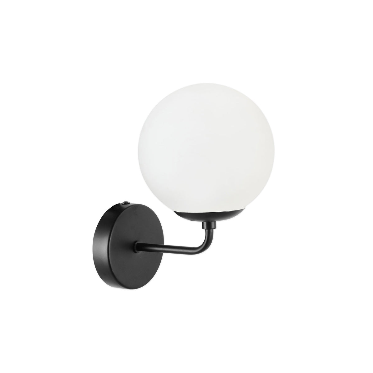 Aplică perete SEFORA AP1 B Klausen negru metal și sticlă alb opal, iluminat interior modern E27
