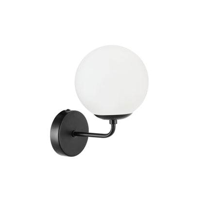 Aplică perete SEFORA AP1 B Klausen negru metal și sticlă alb opal, iluminat interior modern E27

