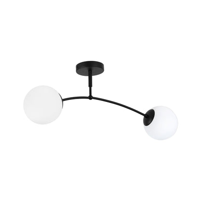 Plafoniera Klausen SEFORA PL2 B KL100062 metal negru sticla alb opal 2xE27 design modern urban iluminat interior
