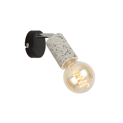 Aplică perete SIMPLY AP1 Klausen ciment terrazzo și metal negru, iluminat interior urban modern E27
