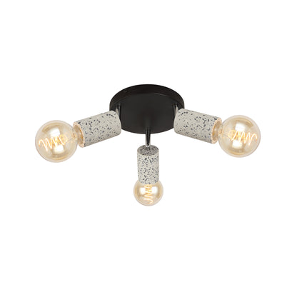 Plafoniera Klausen SIMPLY PL3 KL163010 ciment metal negru terazzo 3xE27 design modern urban iluminat interior
