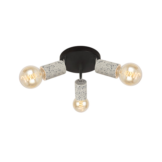 Plafoniera Klausen SIMPLY PL3 KL163010 ciment metal negru terazzo 3xE27 design modern urban iluminat interior
