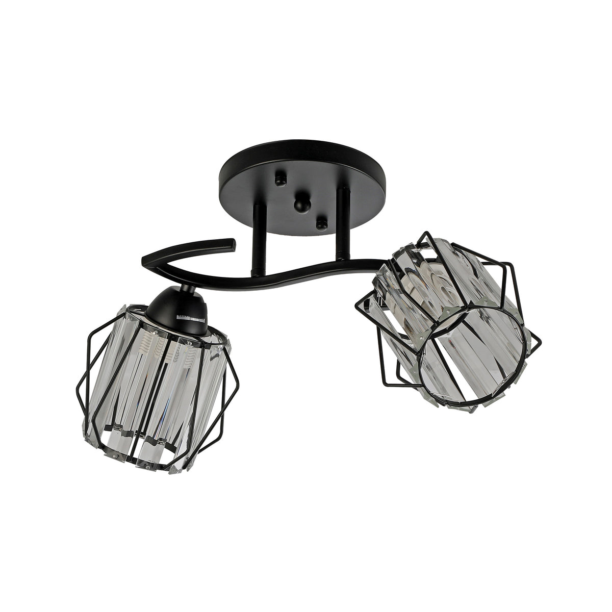Lustra Klausen SPIN PL2 KL100087 metal negru sticla transparenta 2xE27 design clasic elegant iluminat interior

