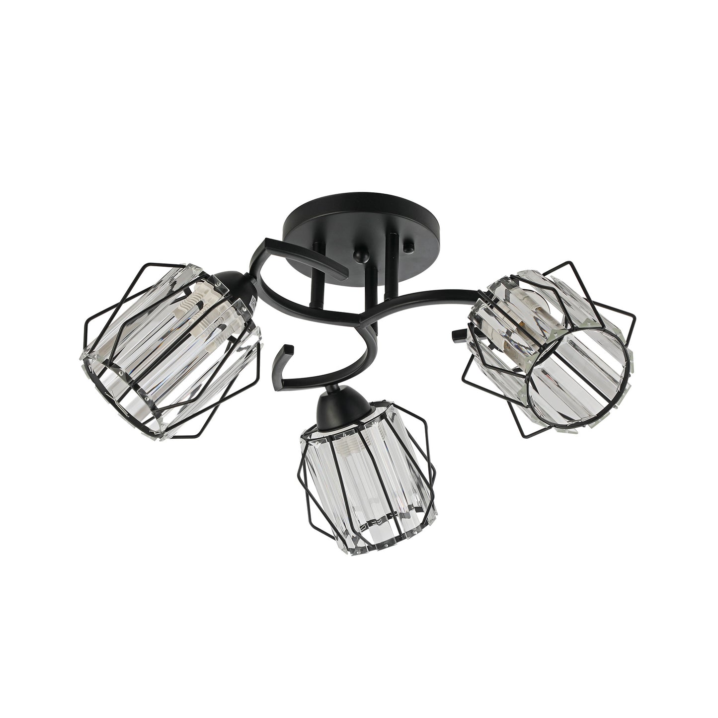 Lustra tavan Spin PL3 Klausen KL100088 metal negru sticla transparenta 3xE27 design clasic iluminat interior
