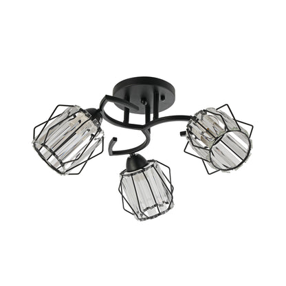 Lustra tavan Spin PL3 Klausen KL100088 metal negru sticla transparenta 3xE27 design clasic iluminat interior
