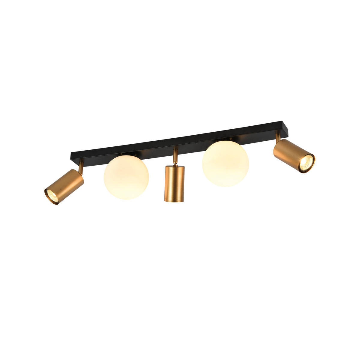 Plafoniera Spoty PL5 Klausen KL165000 metal negru alama sticla 3xGU10 2xE14 design modern iluminat interior
