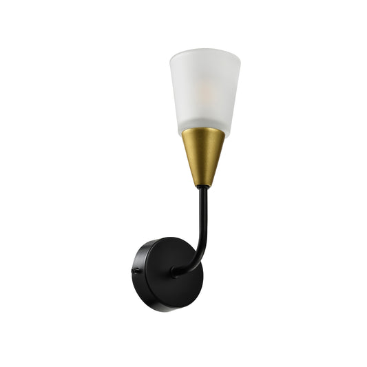 Aplică perete STORM AP1 Klausen alb auriu negru metal și sticlă, iluminat interior clasic elegant E14
