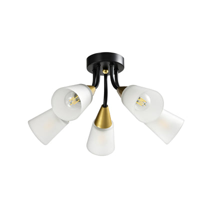 Plafoniera Storm PL5 Klausen KL100032 metal alb auriu negru sticla alba 5xE14 design clasic iluminat interior
