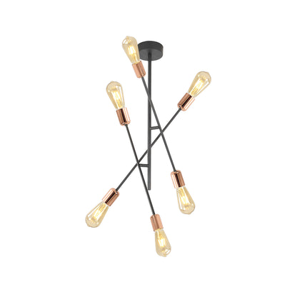 Candelabru Straight 6 Klausen KL106005 metal negru cupru 6xE27 design industrial modern iluminat interior
