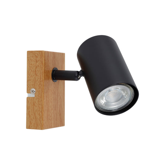 Aplică perete ZINNIA AP1 Klausen negru și natur metal, iluminat accent GU10, design industrial modern interior
