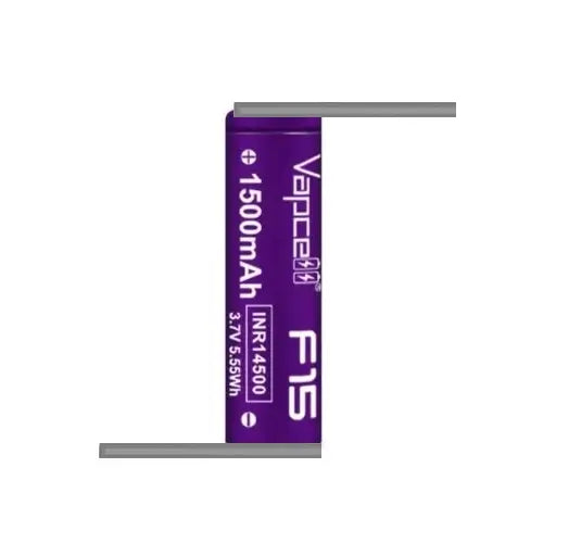 Acumulator 14500 cu lamele sudate in S 3.7V VAPCELL F15 INR14500 1500mAh descarcare 3A