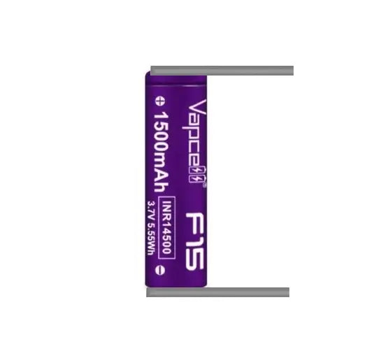 Acumulator 14500 cu lamele sudate in U 3.7V VAPCELL F15 INR14500 1500mAh descarcare 3A
