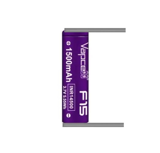 Acumulator 14500 cu lamele sudate in U 3.7V VAPCELL F15 INR14500 1500mAh descarcare 3A