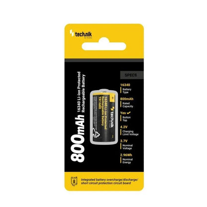 Acumulator industrial Li-ion 16340 3.7V 800mAh Technik TR1680 terminal cu varf