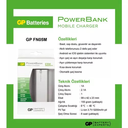 Acumulator portabil powerbank 5200mAh negru GP