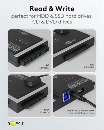 Adaptor de hard disk USB 3.0 pentru IDE si SATA 2.5 / 3.5 inchi Goobay 72013