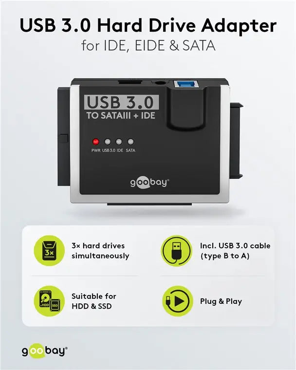 Adaptor de hard disk USB 3.0 pentru IDE si SATA 2.5 / 3.5 inchi Goobay 72013