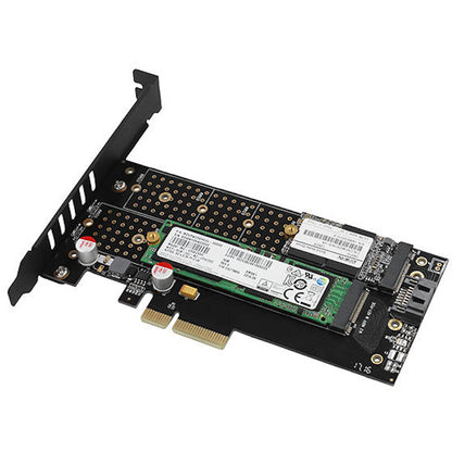 Adaptor Intern PCI-E 3.0 4x - DUAL M.2 SSD (NVMe + SATA) Voltaj Dual Suport SSD max. 110mm + Cooler Activ Axagon PCEM2-DC