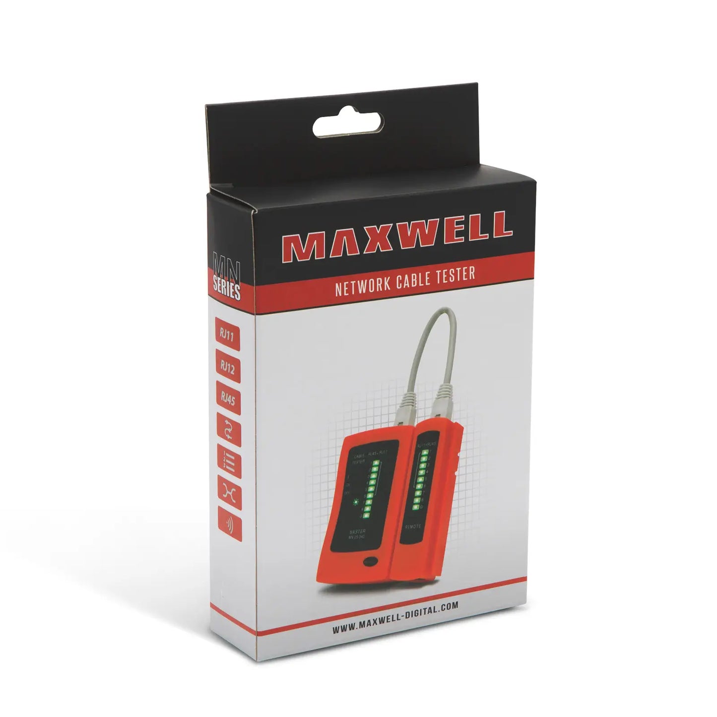Aparat de testare MAXWELL 25340 pentru cabluri RJ11 RJ12 RJ45 Maxwell Digital