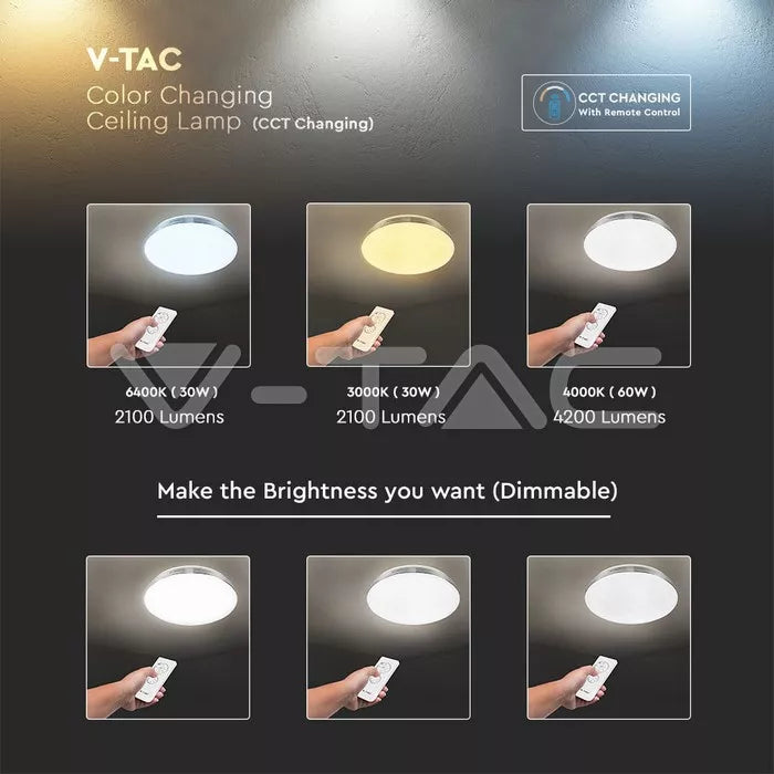 Aplica LED 40W 3IN1 dimabil cu telecomanda 2800lm IP20 V-TAC