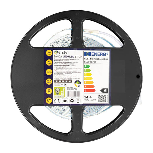 Banda LED 24V 5X60LED 14.4W/M 6400K IP20 5m, Erste - eVoltaSmart