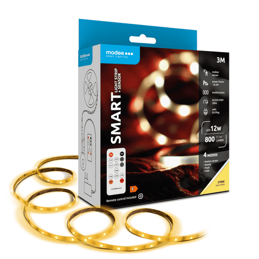 Banda LED Smart Modee 12W senzor de miscare cu telecomanda 2700K 800lm IP20 3m MSL-LS12W3M2700KS-R