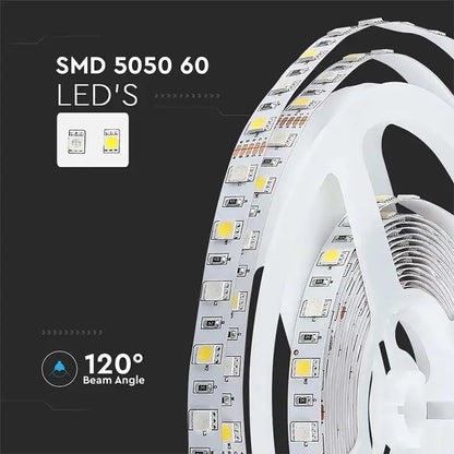 Banda LED SMD5050 60LED/m 357lm/m 8W/m RGB+W alb neutru IP20 5m V-TAC SKU-212552