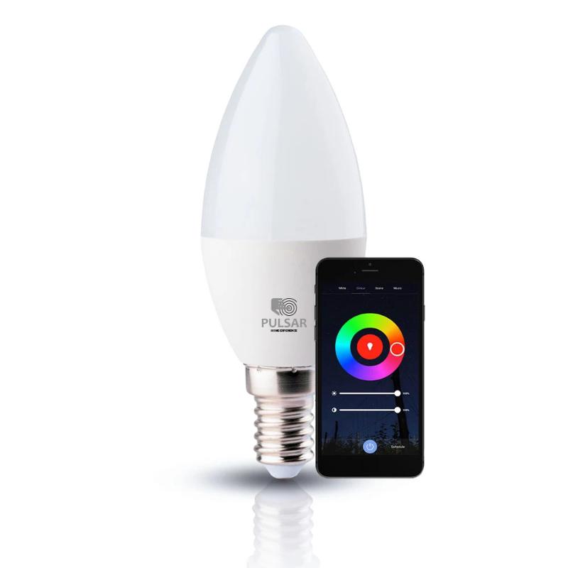 Bec LED Lumanare 6W E14 RGB TUYA Wifi+Bluetooth, PULSAR - eVoltaSmart