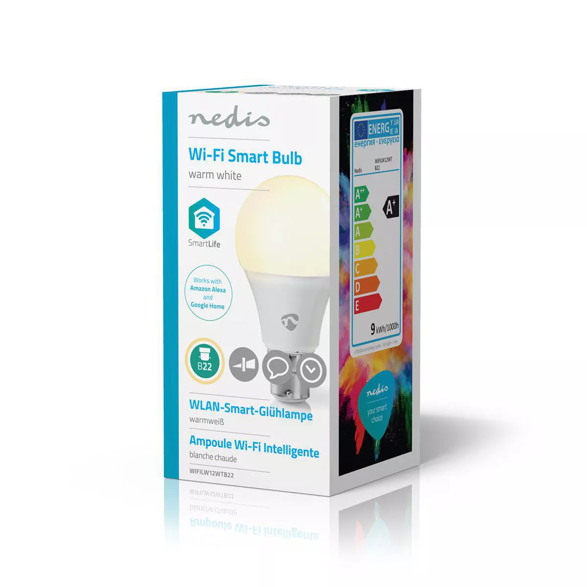 Bec LED Smart WiFi B22 9W 800lm alb cald 2700K Nedis