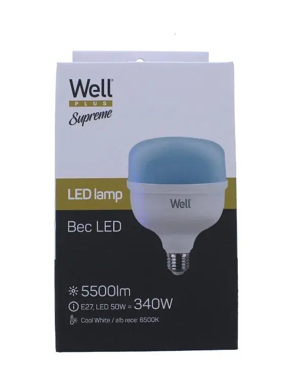 Bec LED T140 E27 50W 230V lumina rece 6500K 5500lm Well LEDLC-T14050E27-E-WL