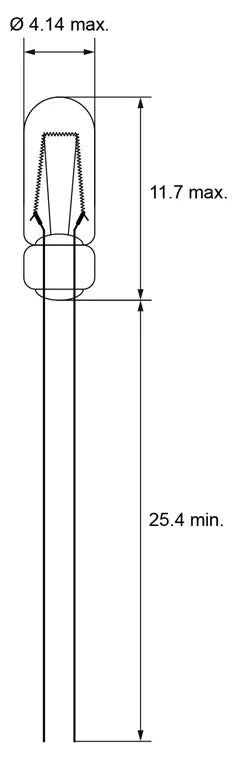 Bec miniatura T1 1/4 12VDC 0.9W 75mA incandescent alb cald 11.7x4.1x25.4mm Goobay