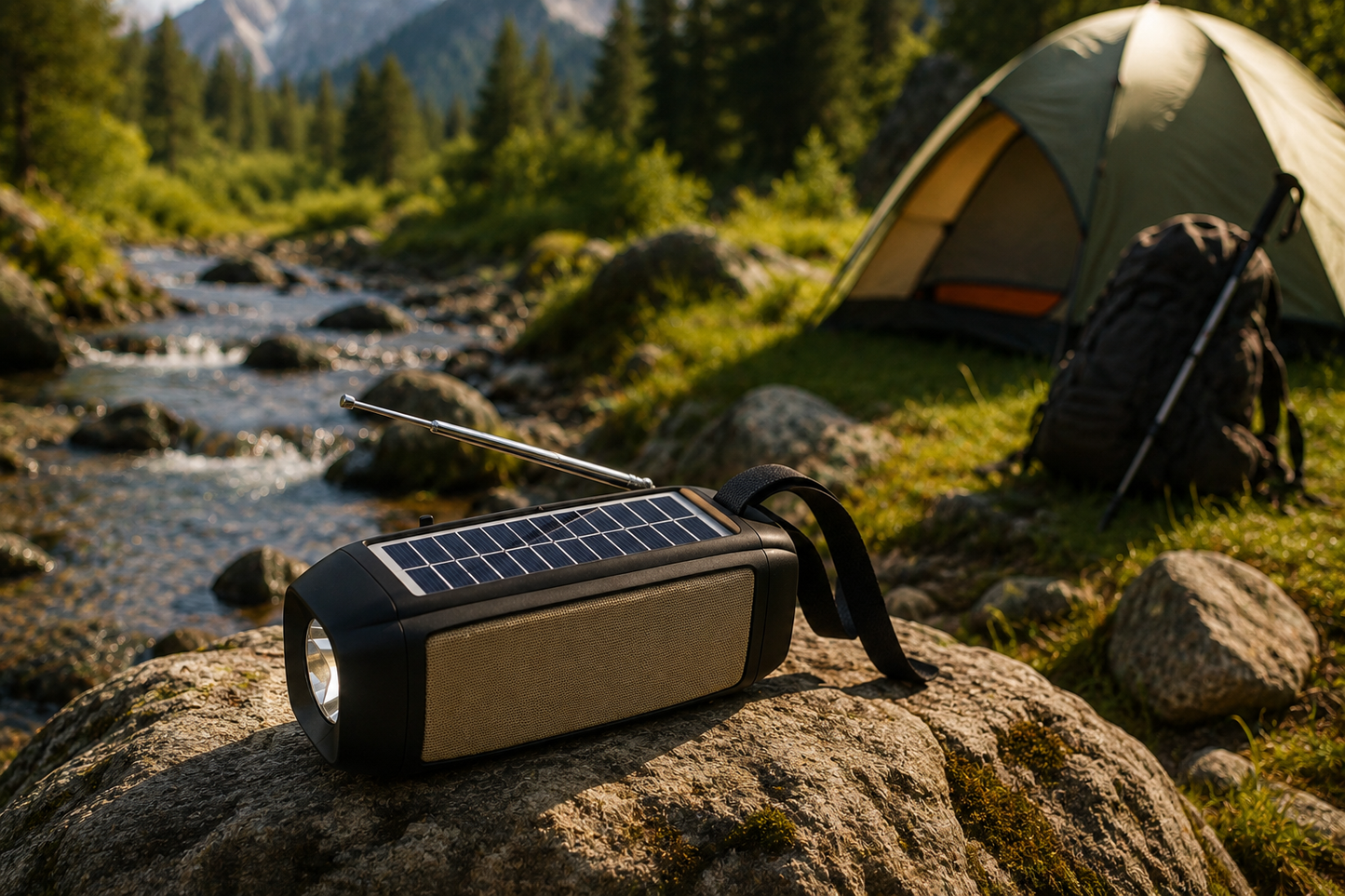 Boxa portabila cu incarcare solara, Bluetooth 5.0, radio FM si lanterna