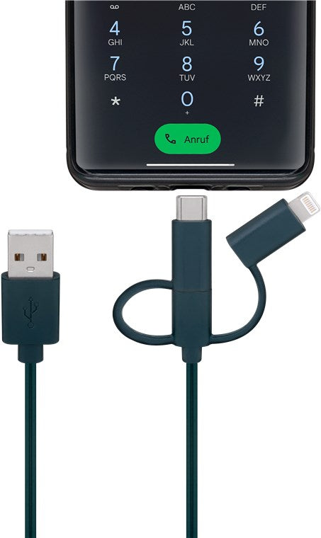 Cablu de incarcare USB pentru smartphone cu lumini LED RGB - Lightning Micro-USB USB type C 90cm Goobay 60339