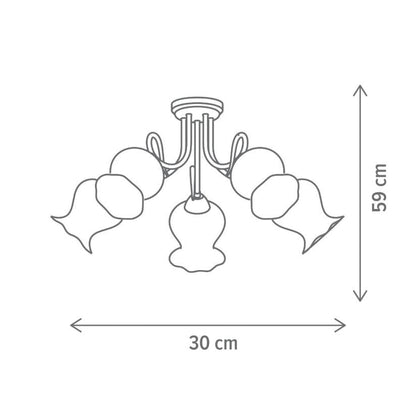 Candelabru COLUMBINE 5, KL105004, 5xE27, alb, alamă antichizată - eVoltaSmart