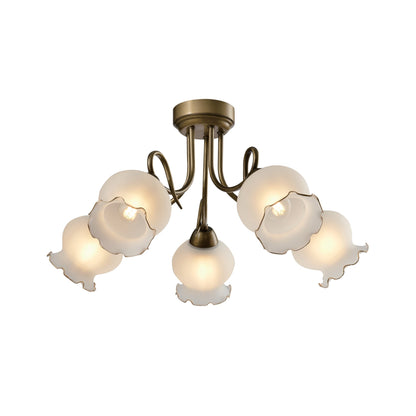 Candelabru COLUMBINE 5, KL105004, 5xE27, alb, alamă antichizată - eVoltaSmart