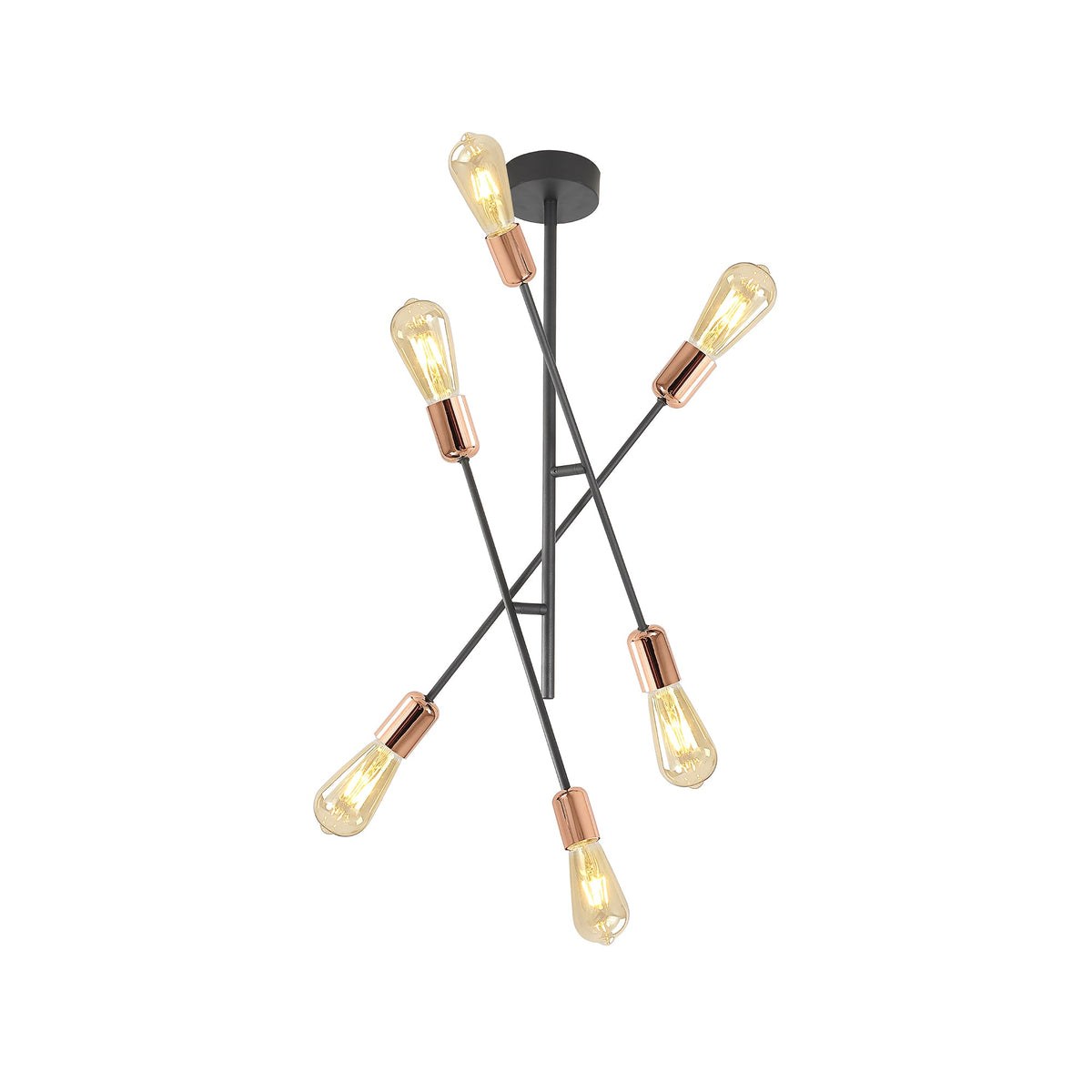 Candelabru STRAIGHT 6, KL106005, 6xE27, negru, cupru - eVoltaSmart