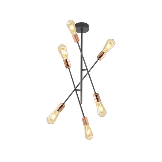 Candelabru STRAIGHT 6, KL106005, 6xE27, negru, cupru - eVoltaSmart