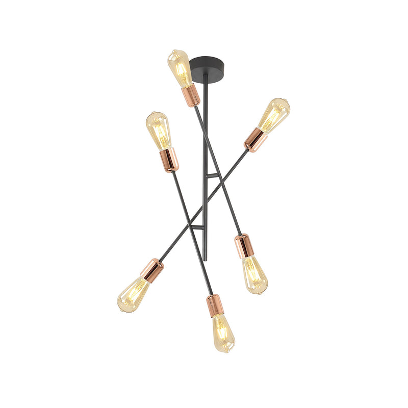 Candelabru STRAIGHT 6, KL106005, 6xE27, negru, cupru - eVoltaSmart