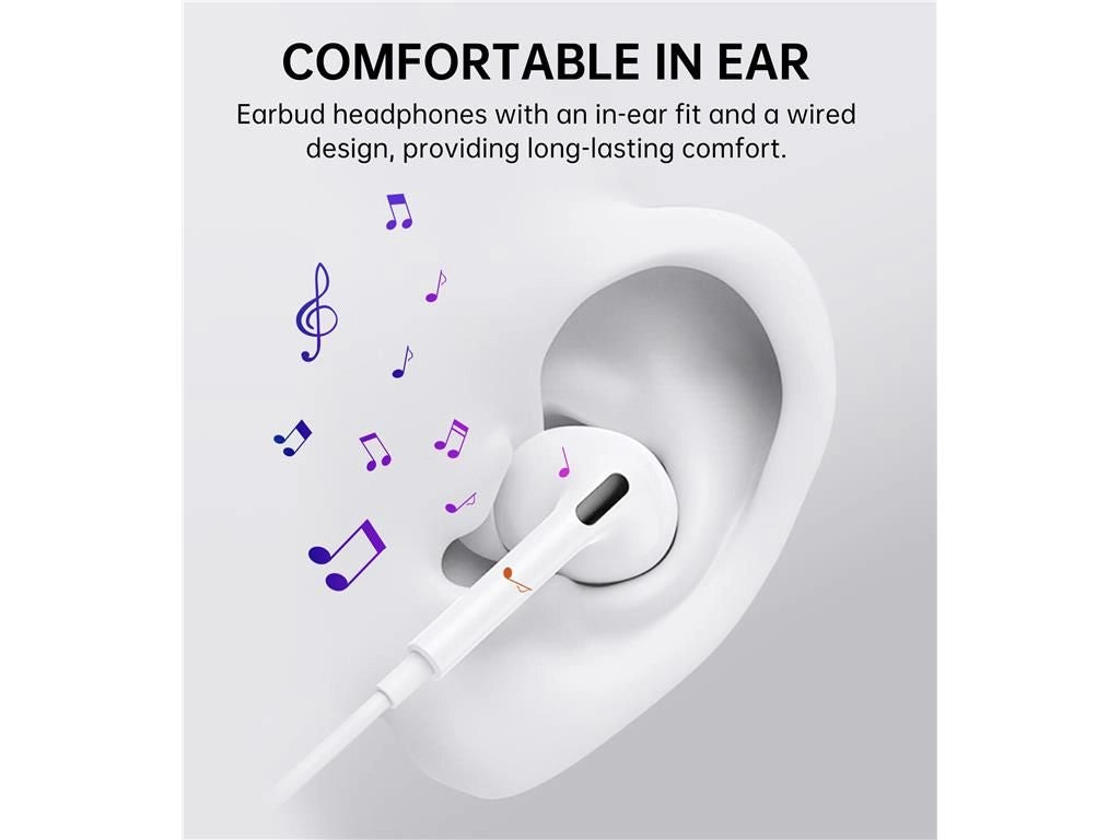 Casti In-Ear cu fir Choetech OC-A011-WH USB-C microfon reglare volum silicon alb